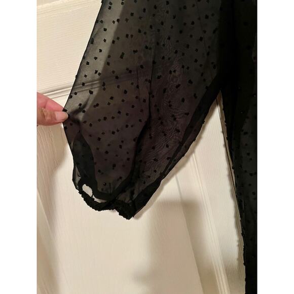 Maurices Sheer Black3/4 Sleeve Blouse Boho Design (Size L) - Picture 4 of 8